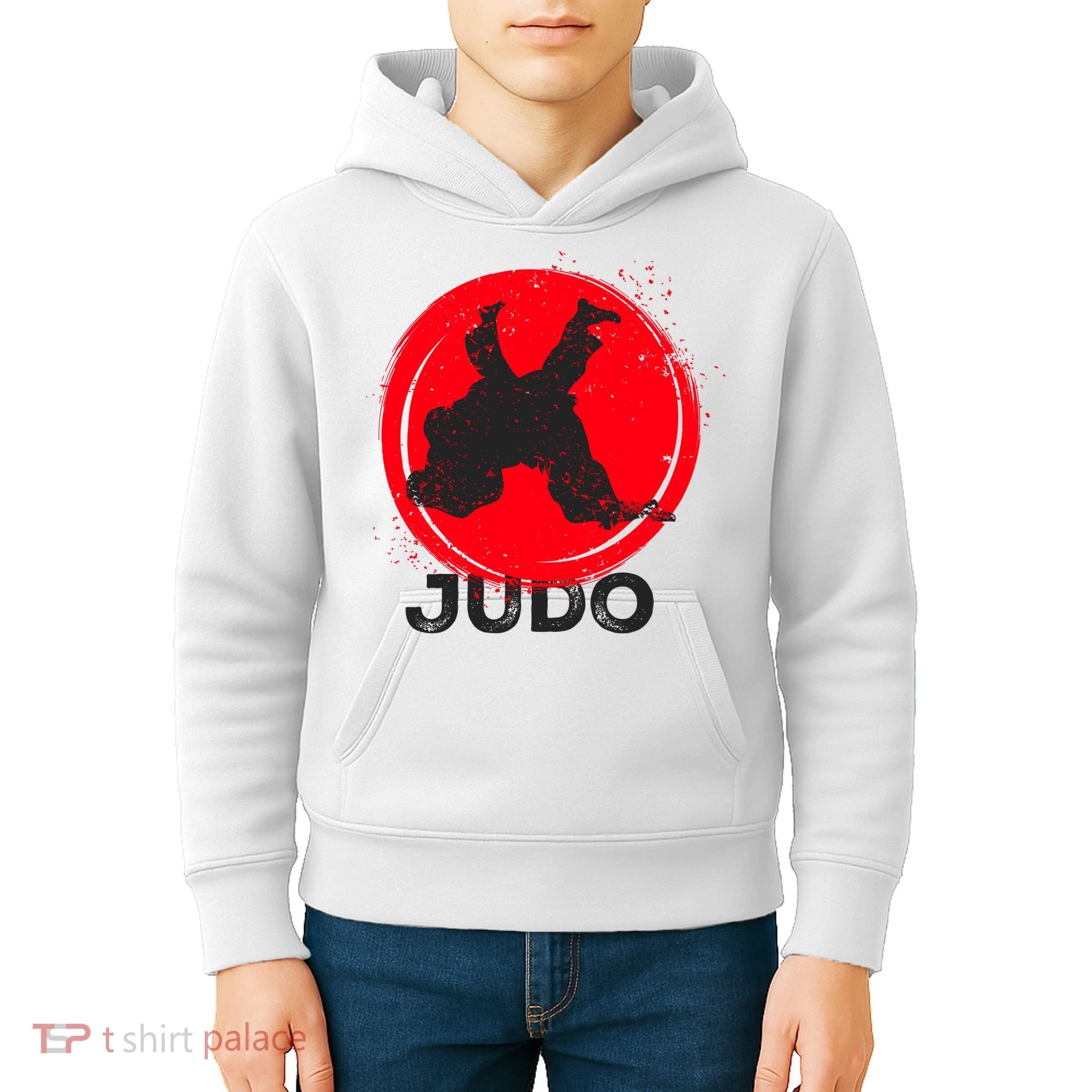 JUDO Olympic Sports Stylized Distressed Kids Hoodie