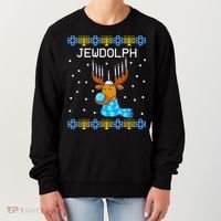 Jewdolph Ugly Hanukkah Sweater Reindeerorah Chanukah Women's Sweatshirt thumb 0