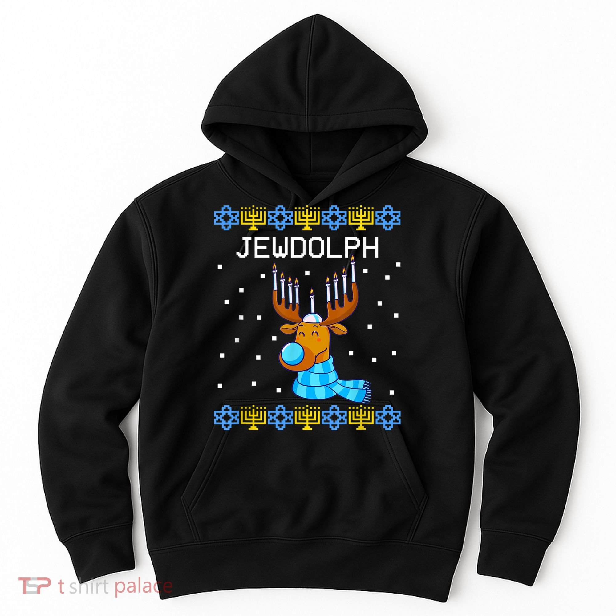 Jewdolph Ugly Hanukkah Sweater Reindeerorah Chanukah Hoodie