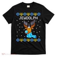 Jewdolph Ugly Hanukkah Sweater Reindeerorah Chanukah T-Shirt thumb 0