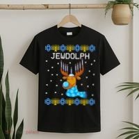Jewdolph Ugly Hanukkah Sweater Reindeerorah Chanukah T-Shirt thumb 2