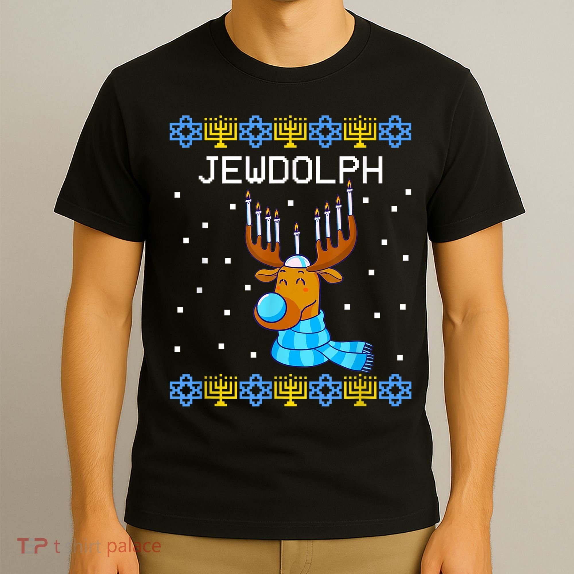 Jewdolph Ugly Hanukkah Sweater Reindeerorah Chanukah T-Shirt
