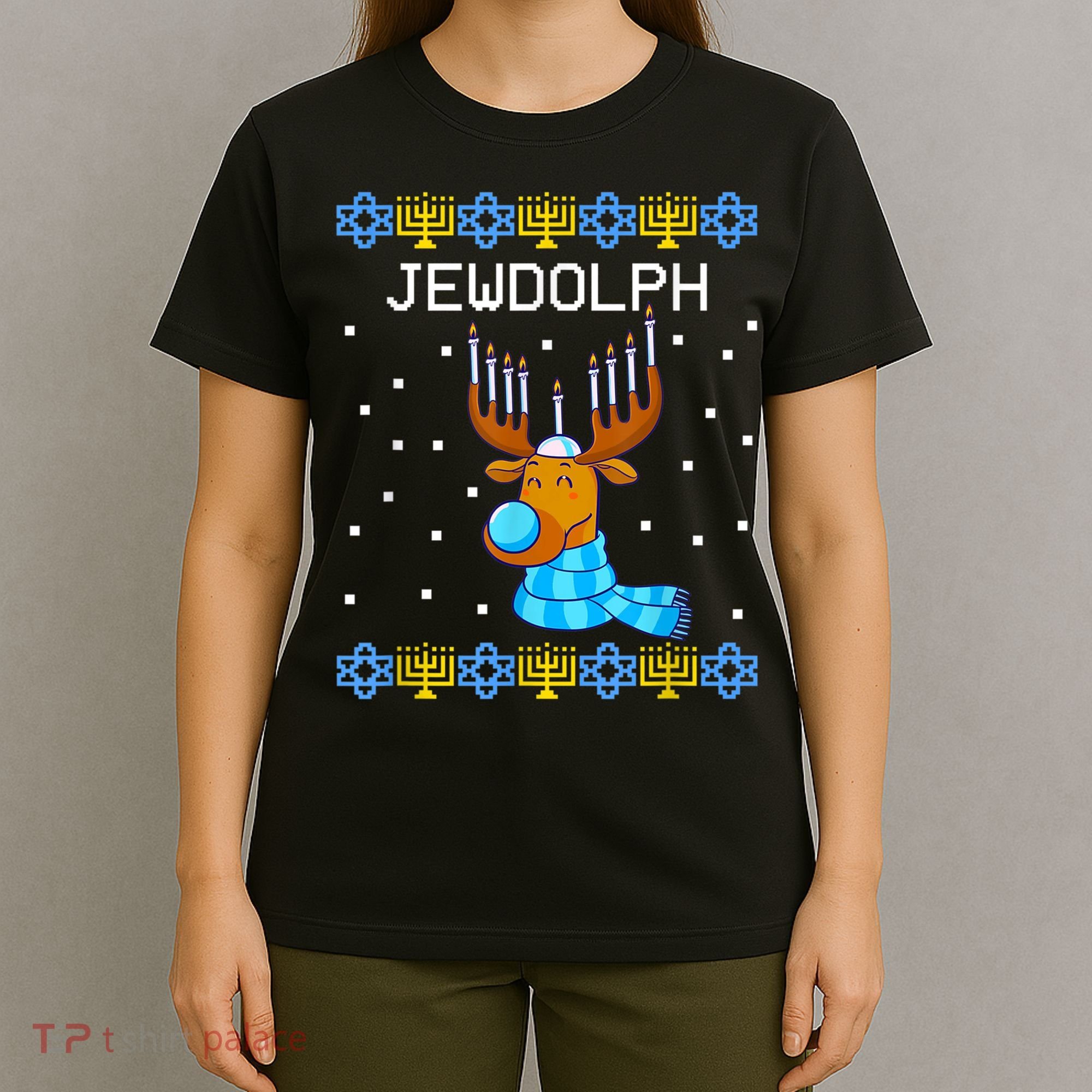 Jewdolph Ugly Hanukkah Sweater Reindeerorah Chanukah T-Shirt