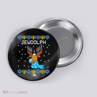 Jewdolph Ugly Hanukkah Sweater Reindeerorah Chanukah Button thumb 0