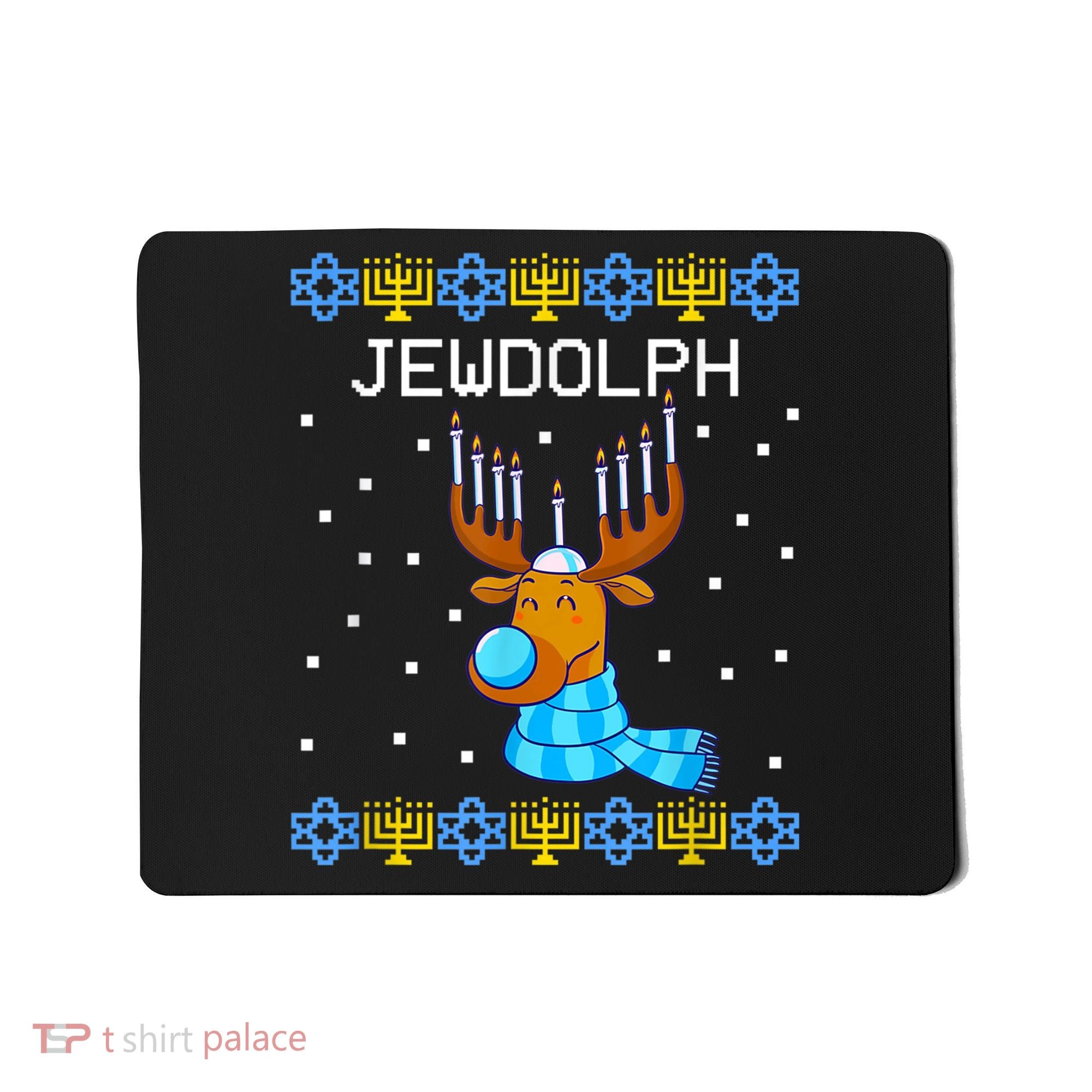 Jewdolph Ugly Hanukkah Sweater Reindeerorah Chanukah Mousepad