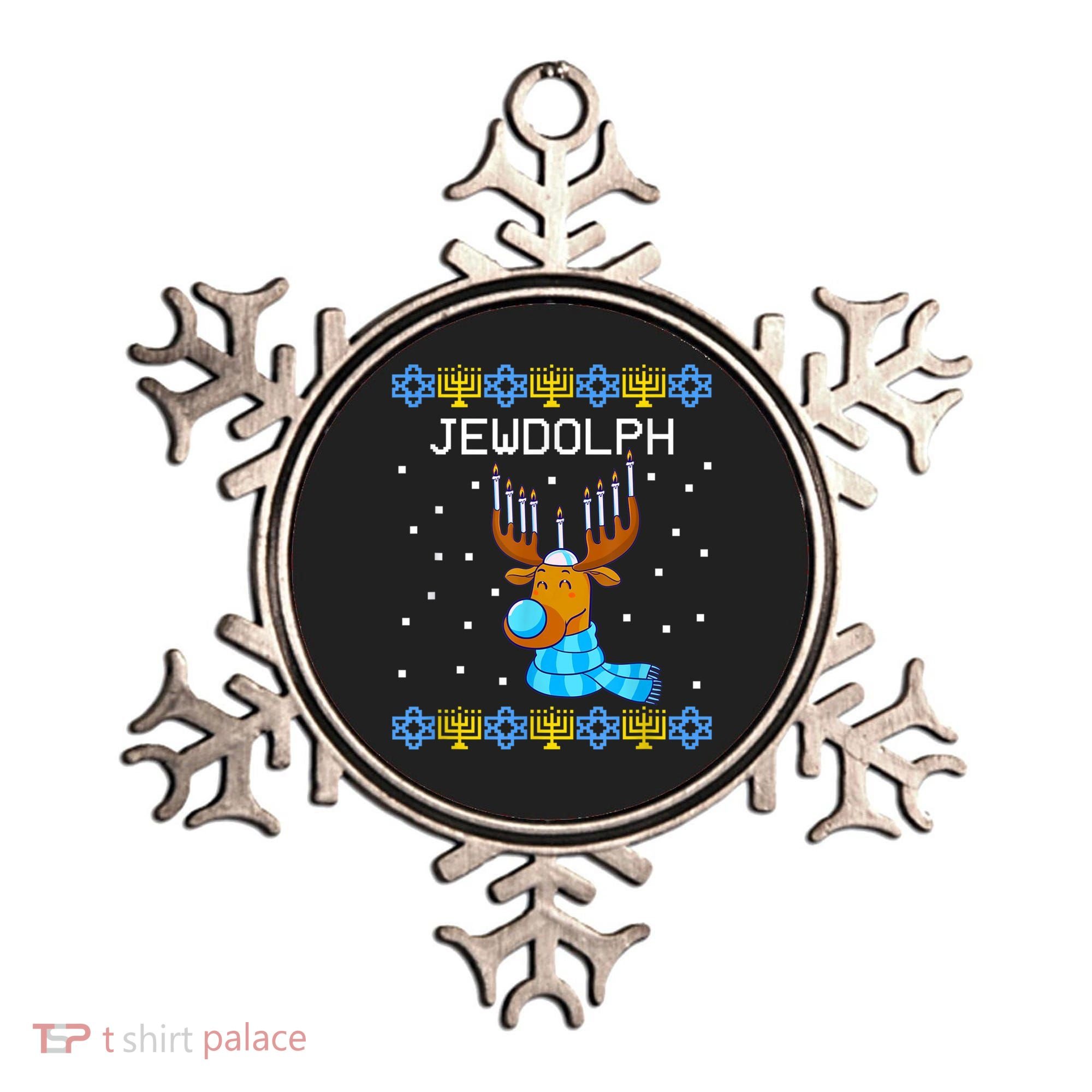 Jewdolph Ugly Hanukkah Sweater Reindeerorah Chanukah Ornament