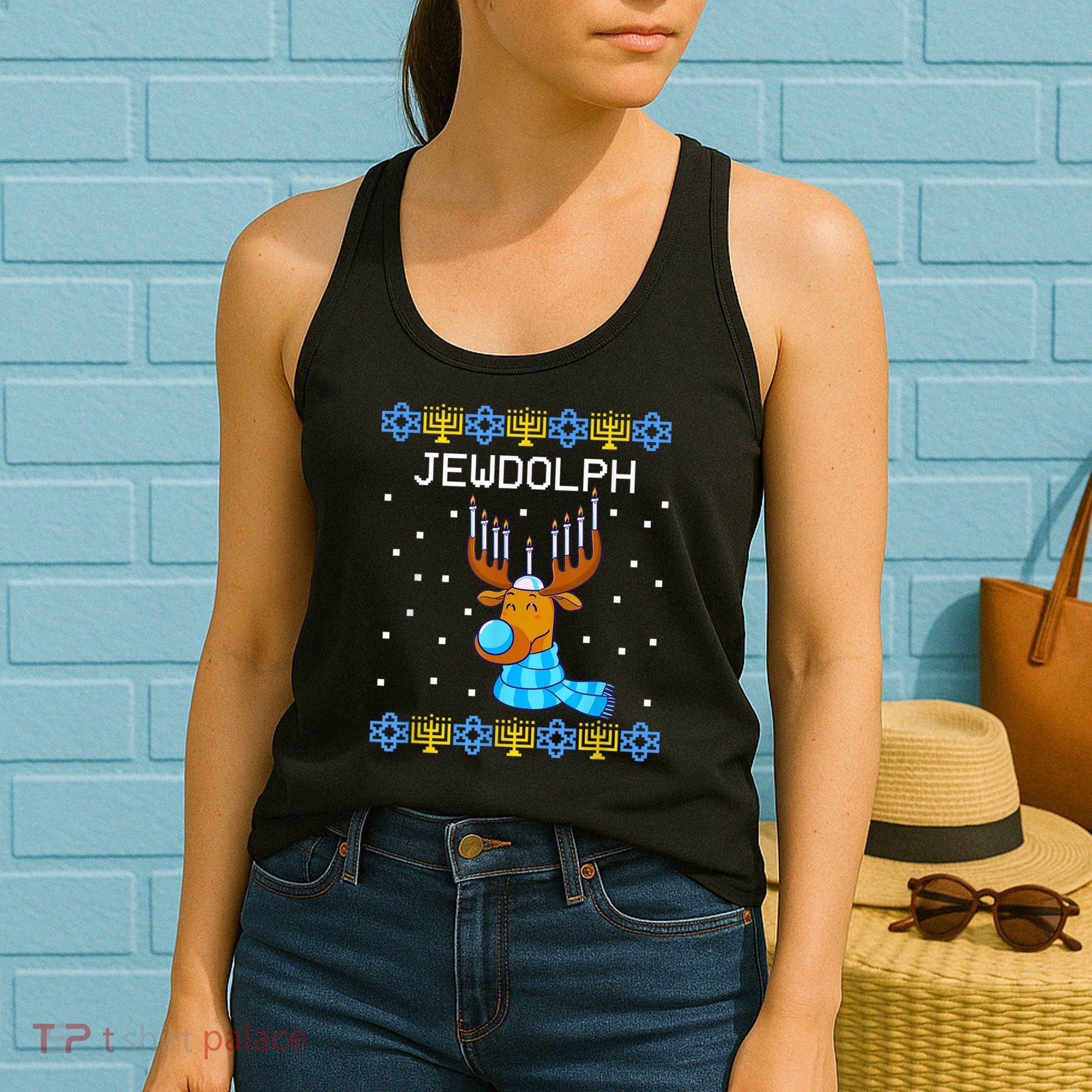 Jewdolph Ugly Hanukkah Sweater Reindeerorah Chanukah Women's Tank Top