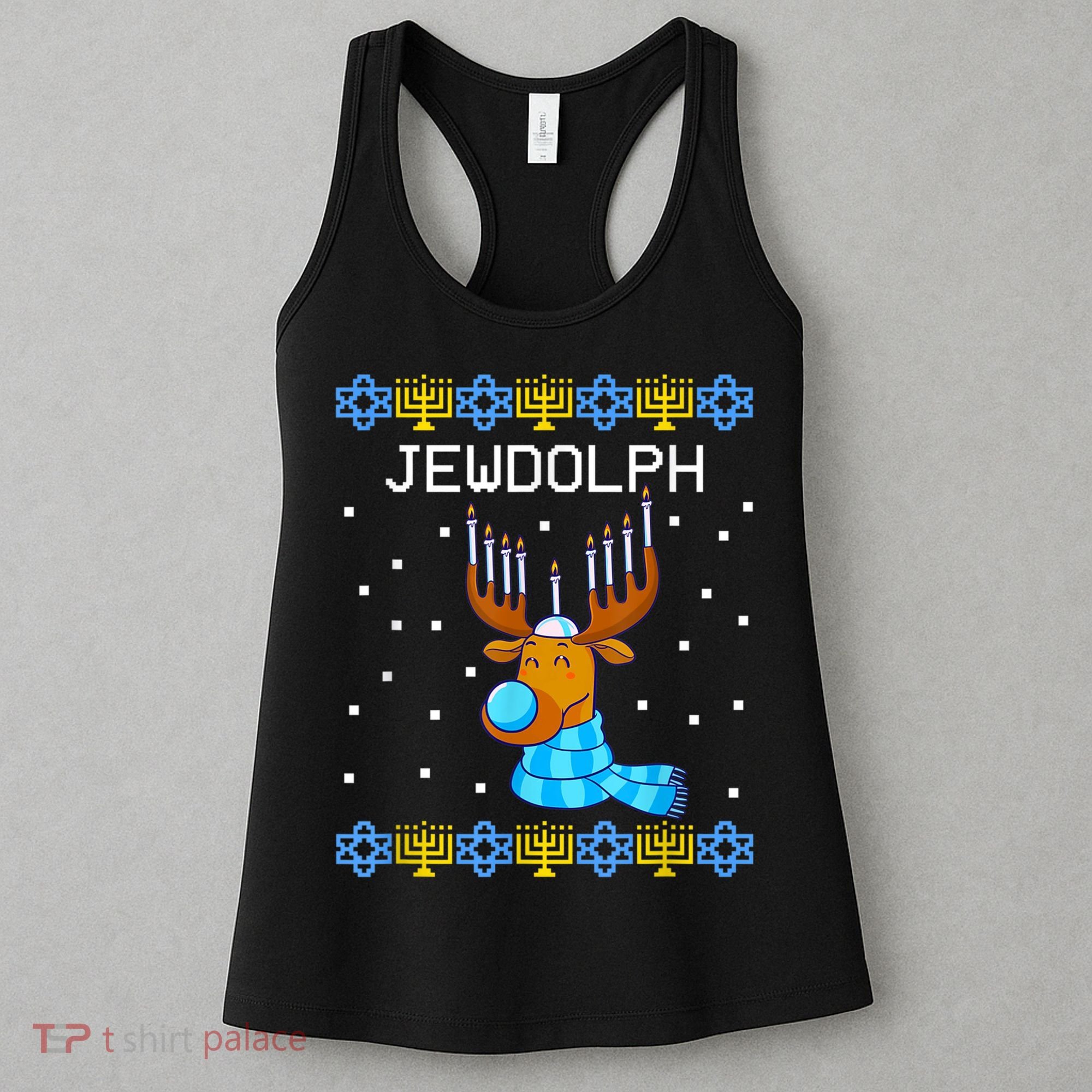 Jewdolph Ugly Hanukkah Sweater Reindeerorah Chanukah Women's Tank Top