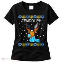 Jewdolph Ugly Hanukkah Sweater Reindeerorah Chanukah Women's T-Shirt thumb 0