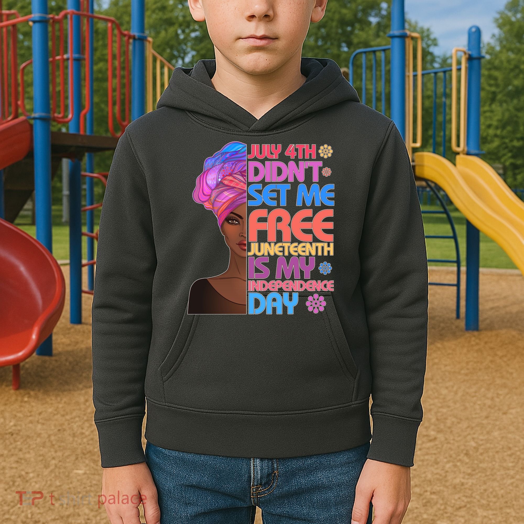 July 4th Didn't Set Me Free Juneteenth Kids Hoodie