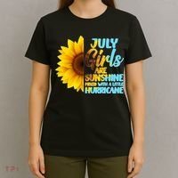 July Girls Are Sunshine Mixed With A Little Hurricane T-Shirt thumb 4