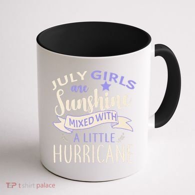 July Girls Are Sunshine Mixed With Hurricane Coffee Mug back