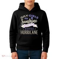 July Girls Are Sunshine Mixed With Hurricane Kids Hoodie thumb 4
