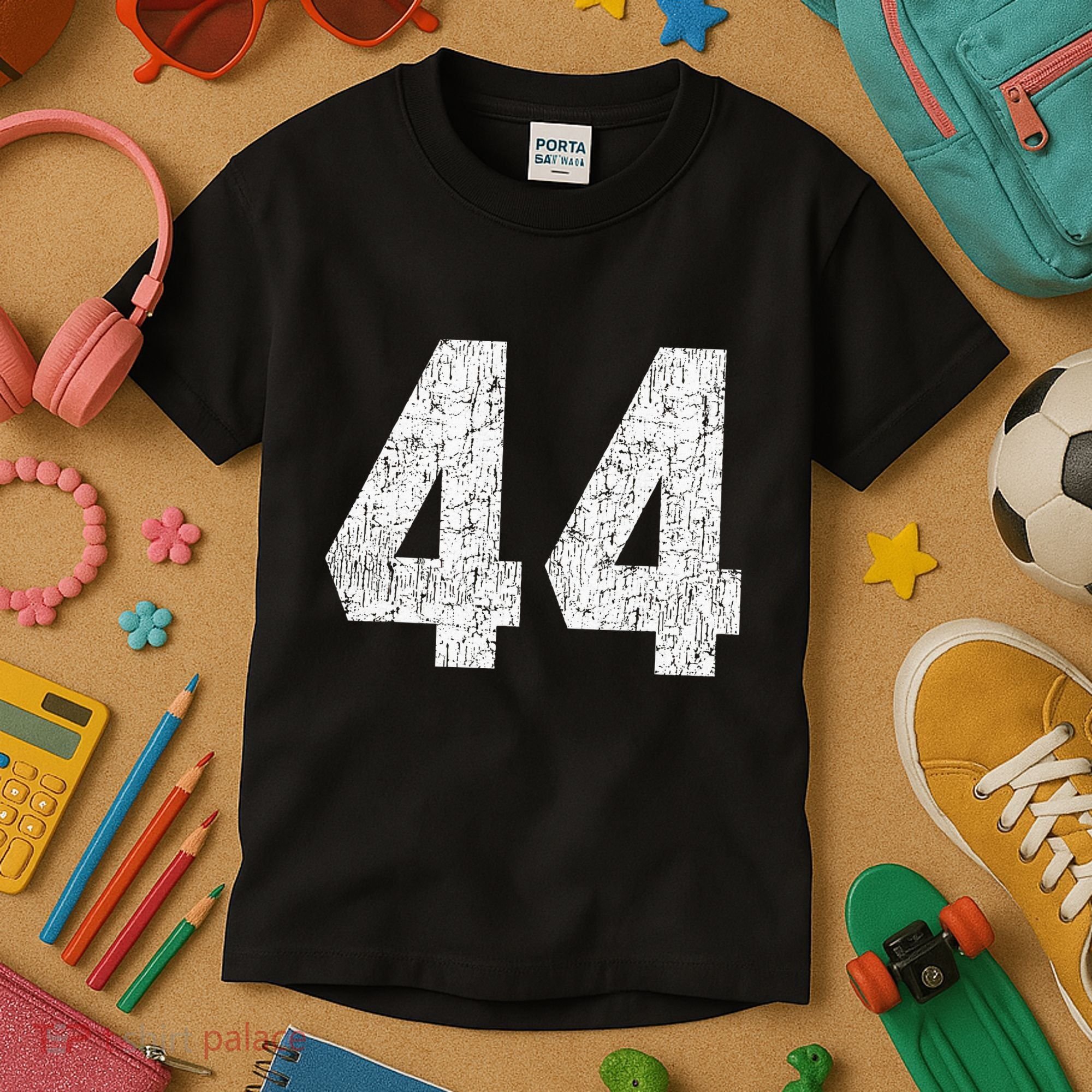 Jersey Uniform Number 44 Athletic Style Sports Graphic Kids T-Shirt