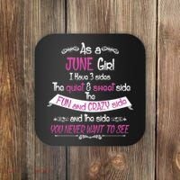 June Girl Sweet But Crazy Funny Birthday Coaster thumb 0