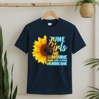 June Girls Are Sunshine Mixed With A Little Hurricane T-Shirt thumb 2
