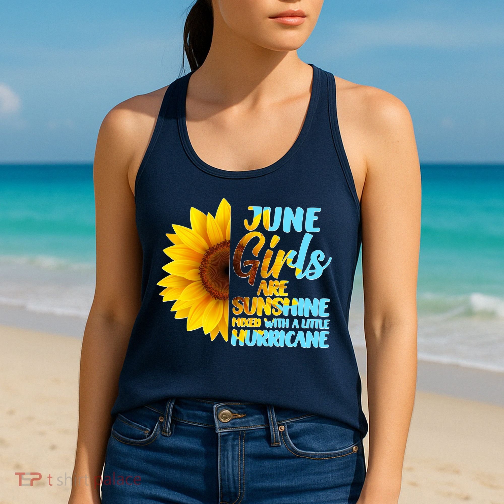 June Girls Are Sunshine Mixed With A Little Hurricane Women's Tank Top