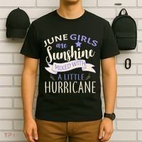 June Girls Are Sunshine Mixed With Hurricane T-Shirt thumb 6