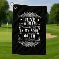 June Woman Funny Birthday Golf Towel thumb 1