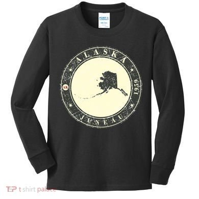Juneau Alaska Retro Kids Long Sleeve Shirt