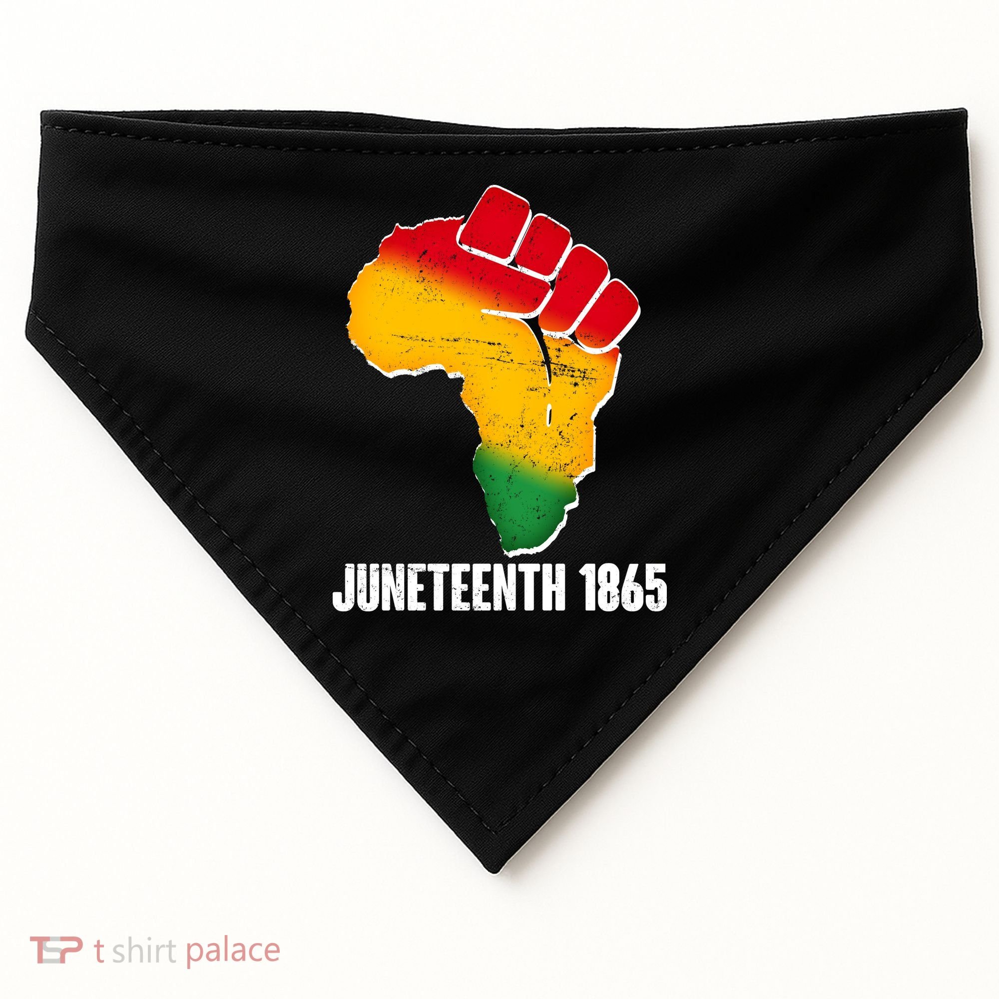 Juneteenth 1865 Africa Map Fist USA-Made Doggie Bandana