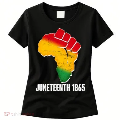 Juneteenth 1865 Africa Map Fist Women's T-Shirt