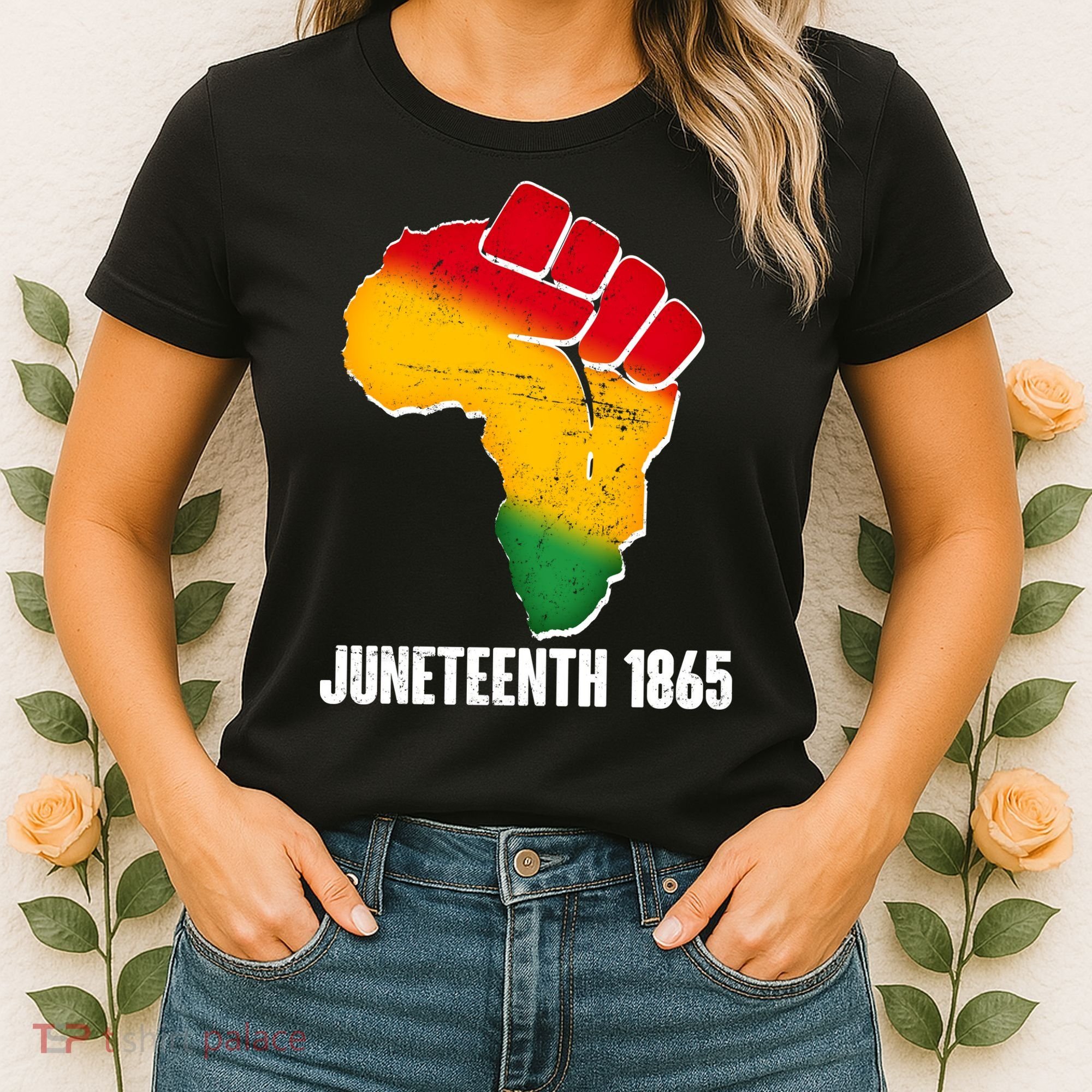 Juneteenth 1865 Africa Map Fist Women's T-Shirt