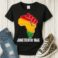 Juneteenth 1865 Africa Map Fist Women's T-Shirt thumb 3
