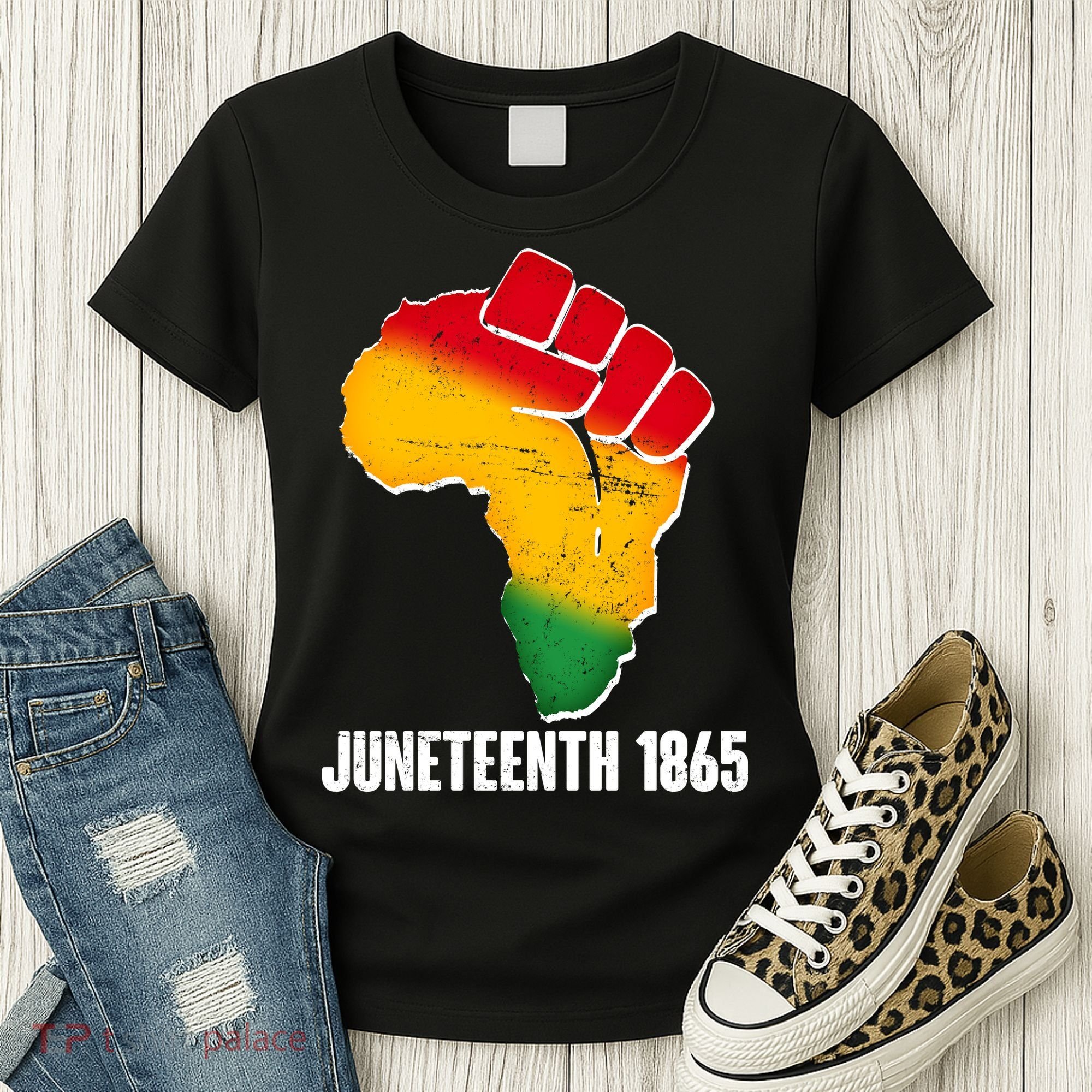 Juneteenth 1865 Africa Map Fist Women's T-Shirt