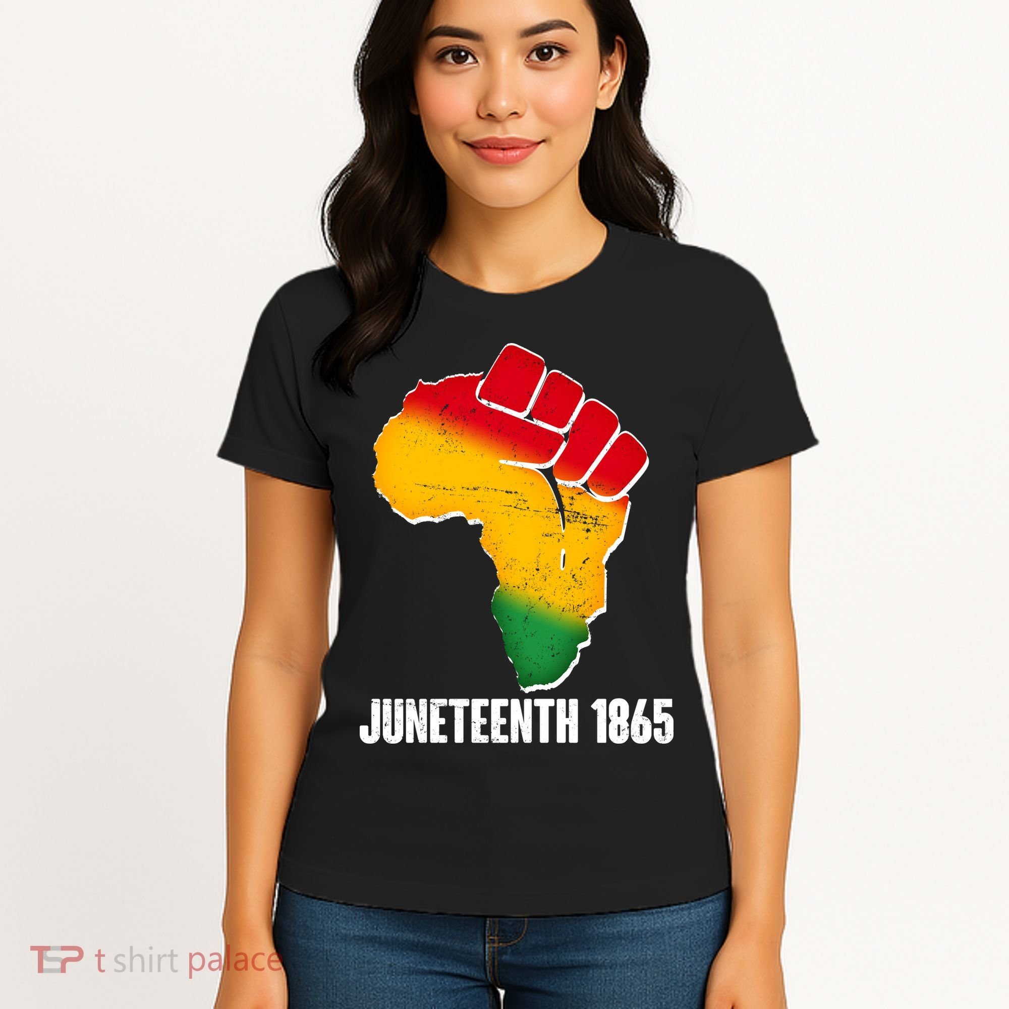 Juneteenth 1865 Africa Map Fist Women's T-Shirt