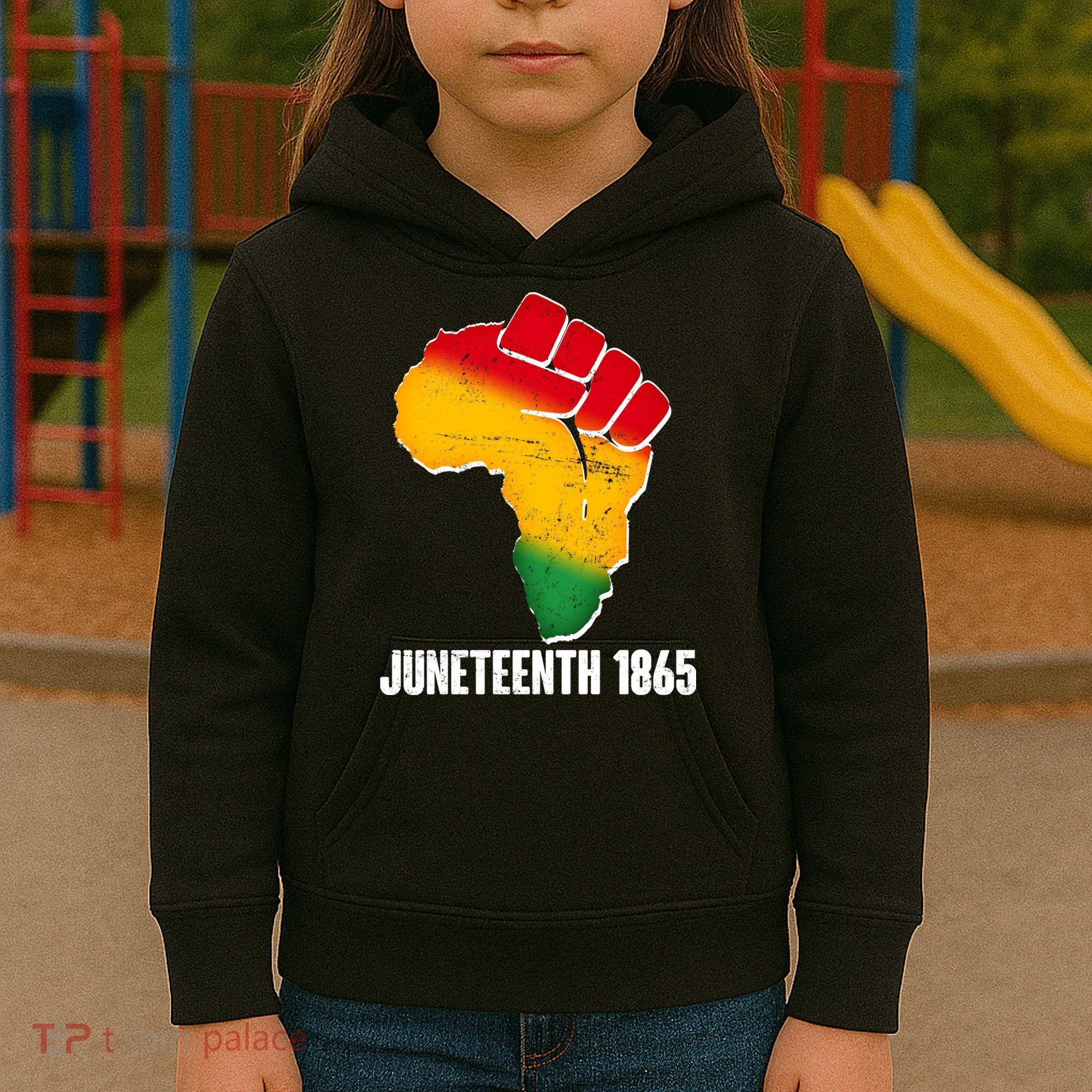 Juneteenth 1865 Africa Map Fist Kids Hoodie