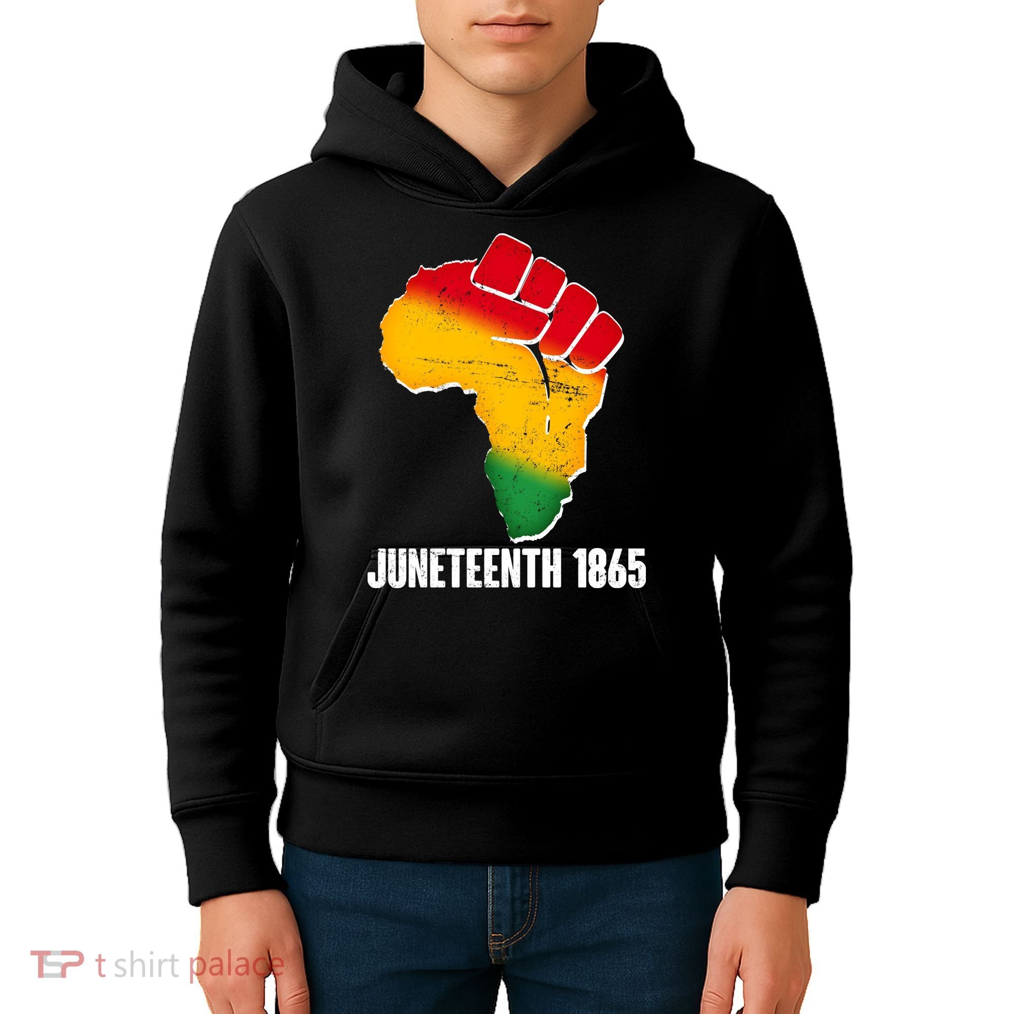 Juneteenth 1865 Africa Map Fist Kids Hoodie