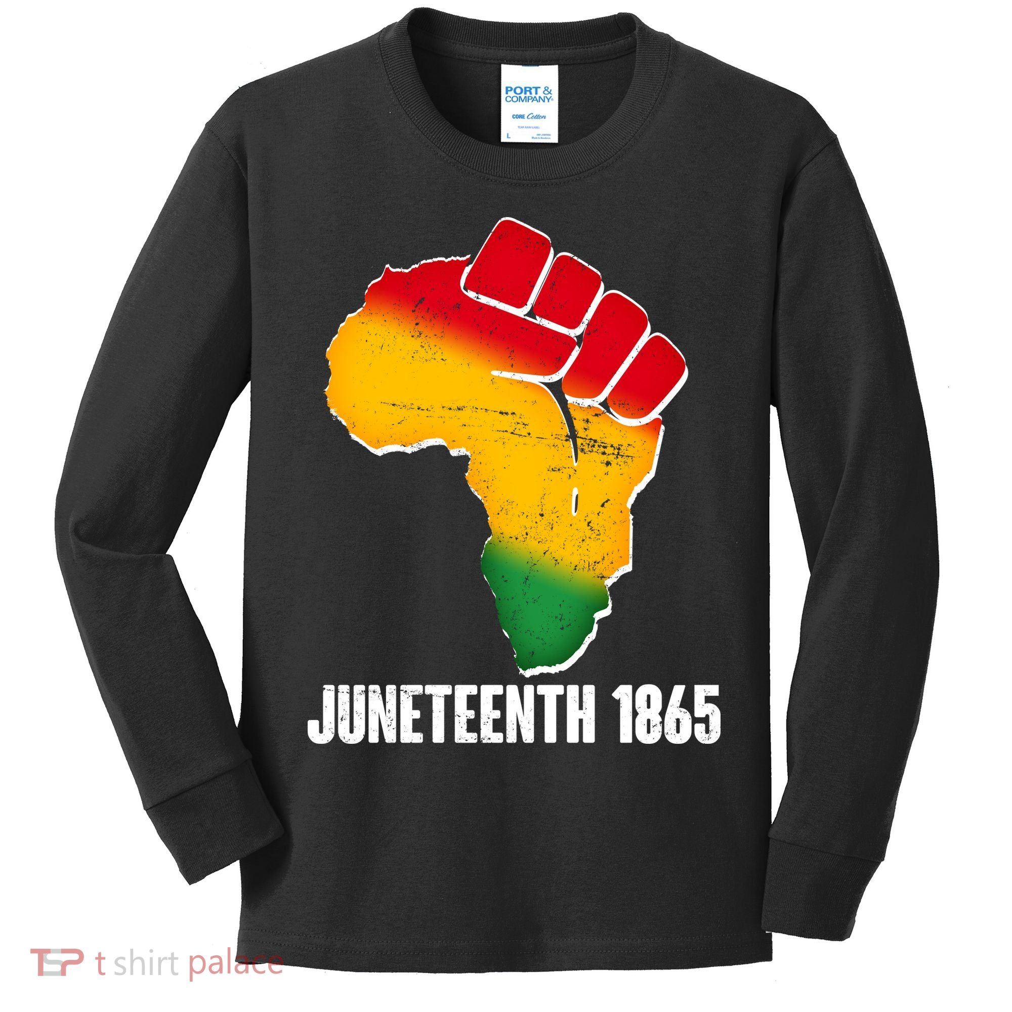Juneteenth 1865 Africa Map Fist Kids Long Sleeve Shirt
