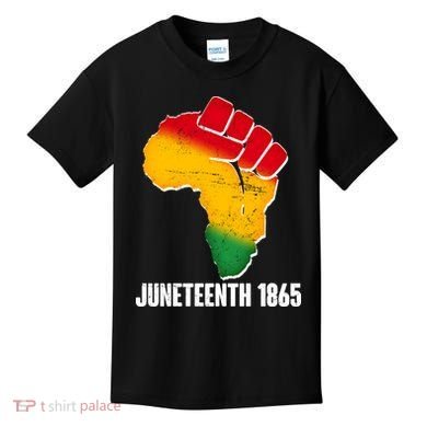 Juneteenth 1865 Africa Map Fist Kids T-Shirt
