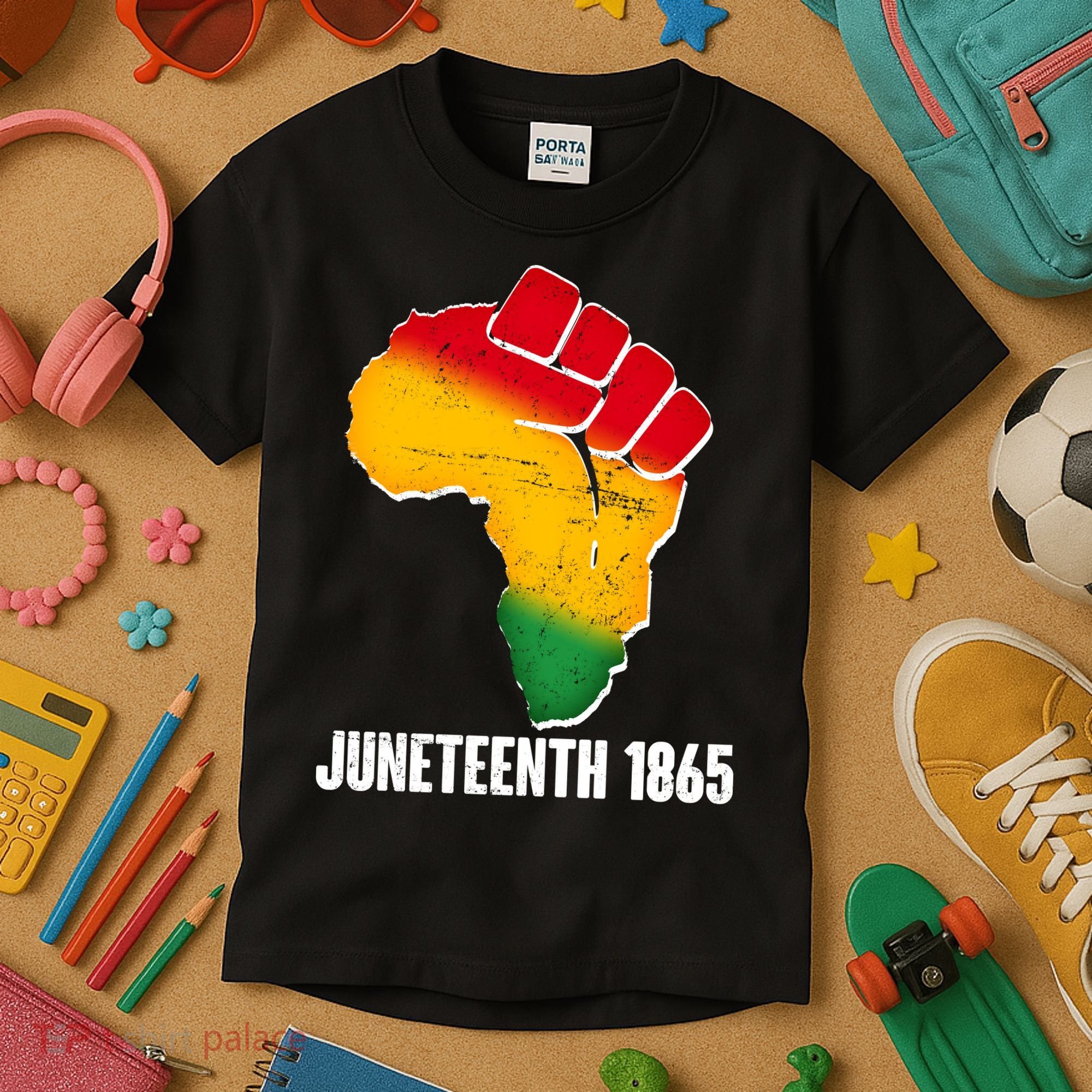 Juneteenth 1865 Africa Map Fist Kids T-Shirt