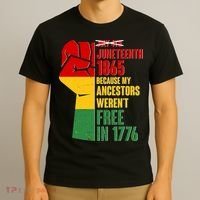 Juneteenth 1865 My Ancestors Weren't Free in 1776 Protest Fist T-Shirt thumb 3