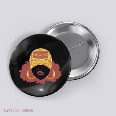 Juneteenth 1865 Stylish Black Woman Afro Baseball Cap Button
