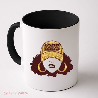 Juneteenth 1865 Stylish Black Woman Afro Baseball Cap Coffee Mug