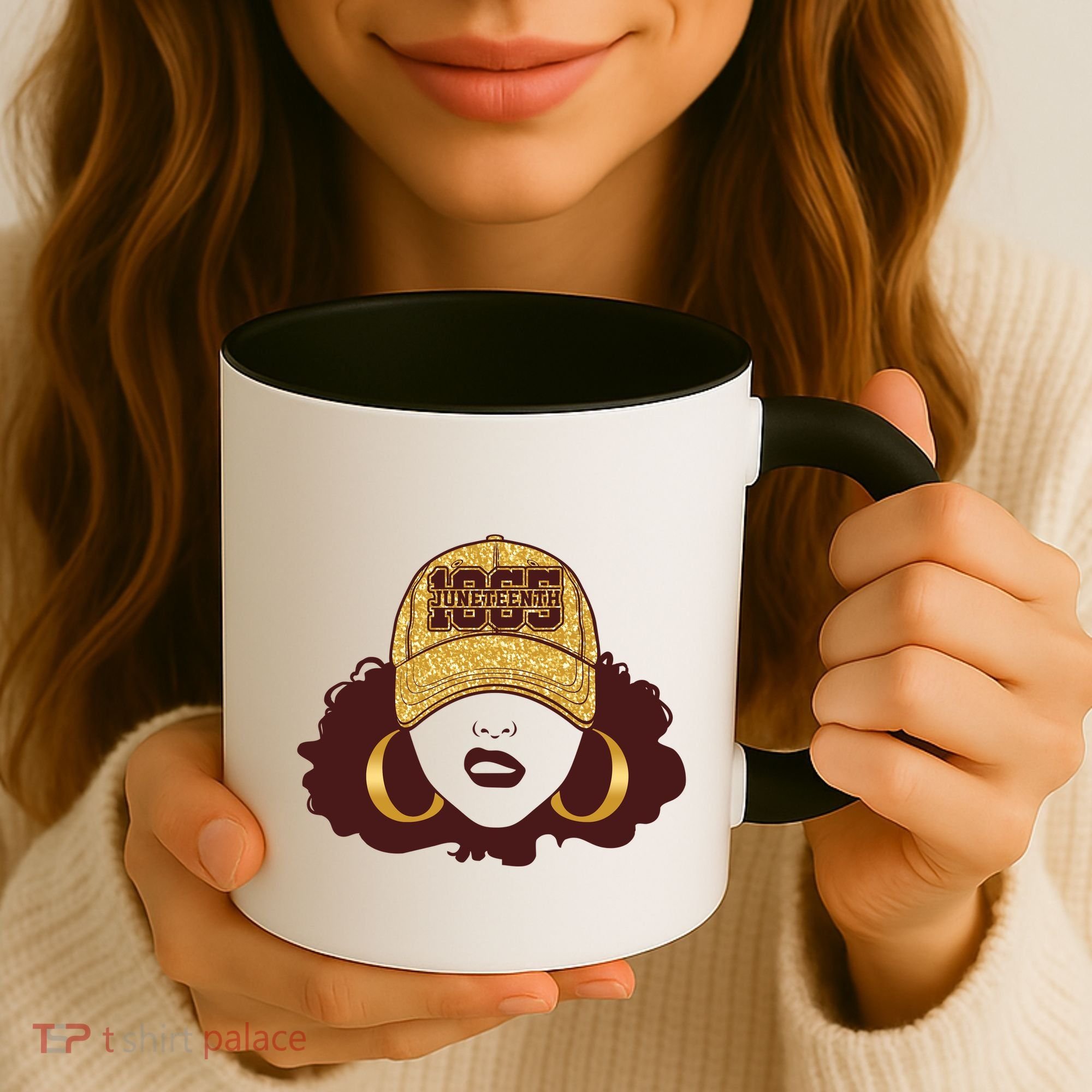 Juneteenth 1865 Stylish Black Woman Afro Baseball Cap Coffee Mug
