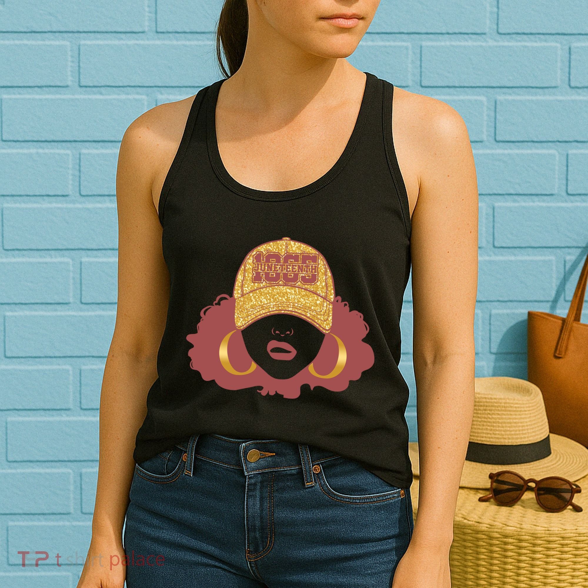 Juneteenth 1865 Stylish Black Woman Afro Baseball Cap Women's Tank Top
