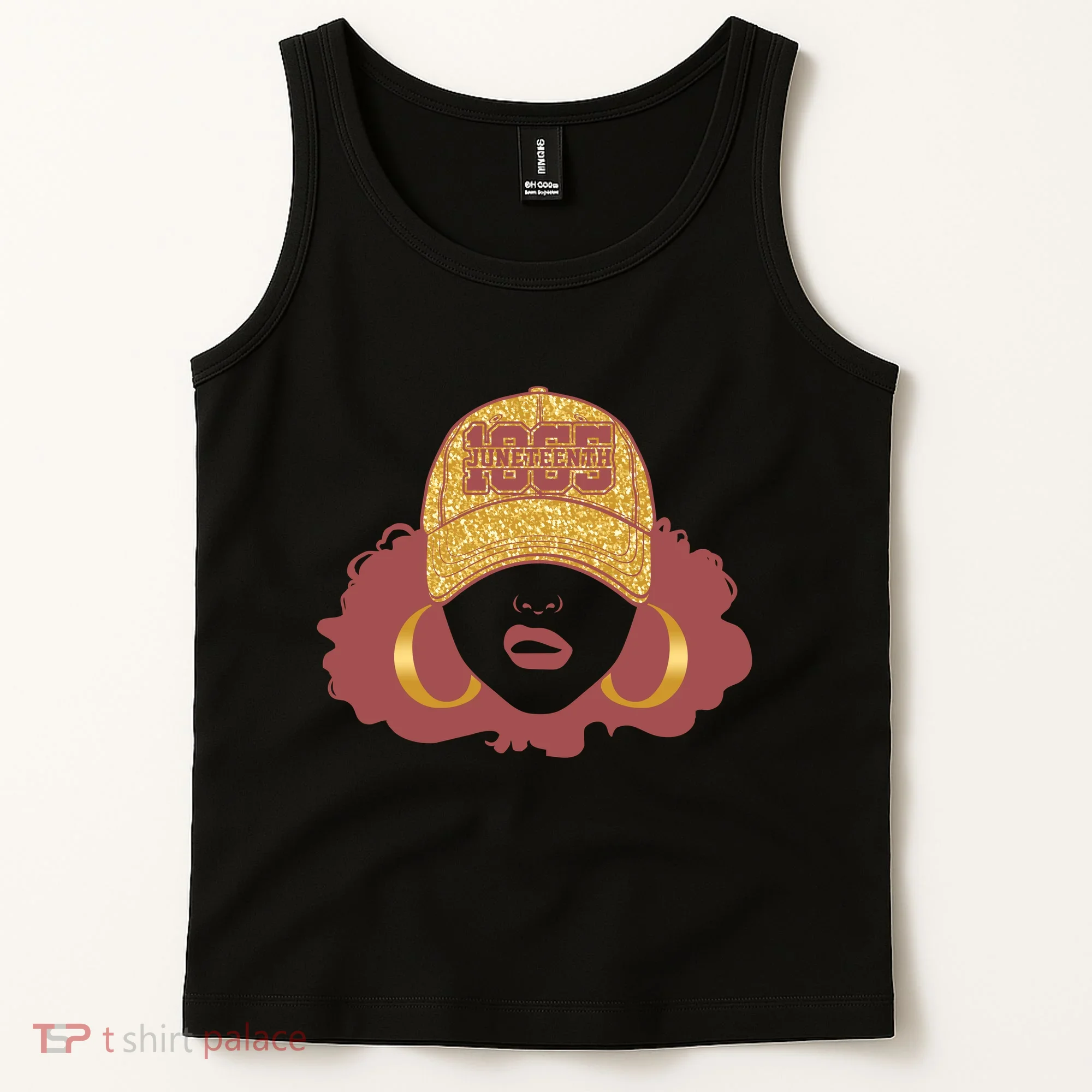 Juneteenth 1865 Stylish Black Woman Afro Baseball Cap Tank Top