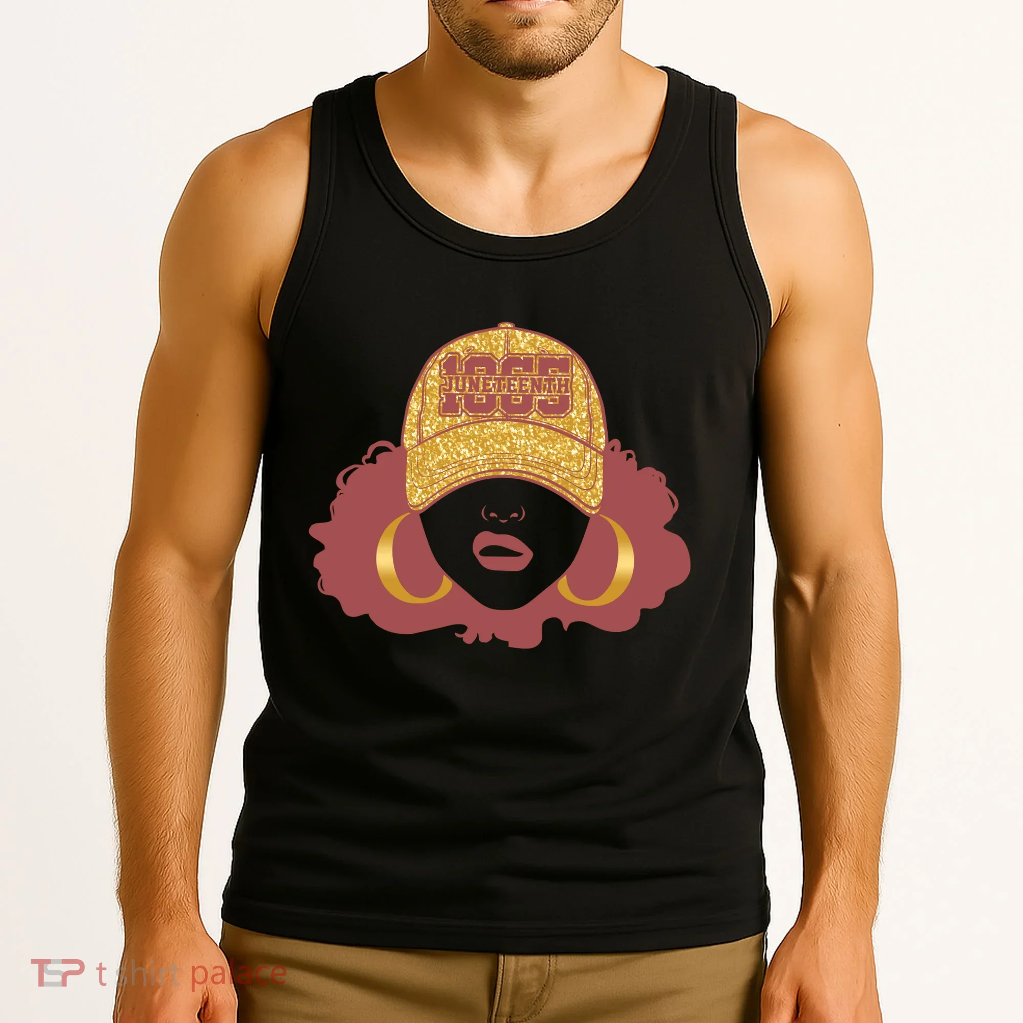 Juneteenth 1865 Stylish Black Woman Afro Baseball Cap Tank Top