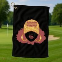 Juneteenth 1865 Stylish Black Woman Afro Baseball Cap Golf Towel thumb 1
