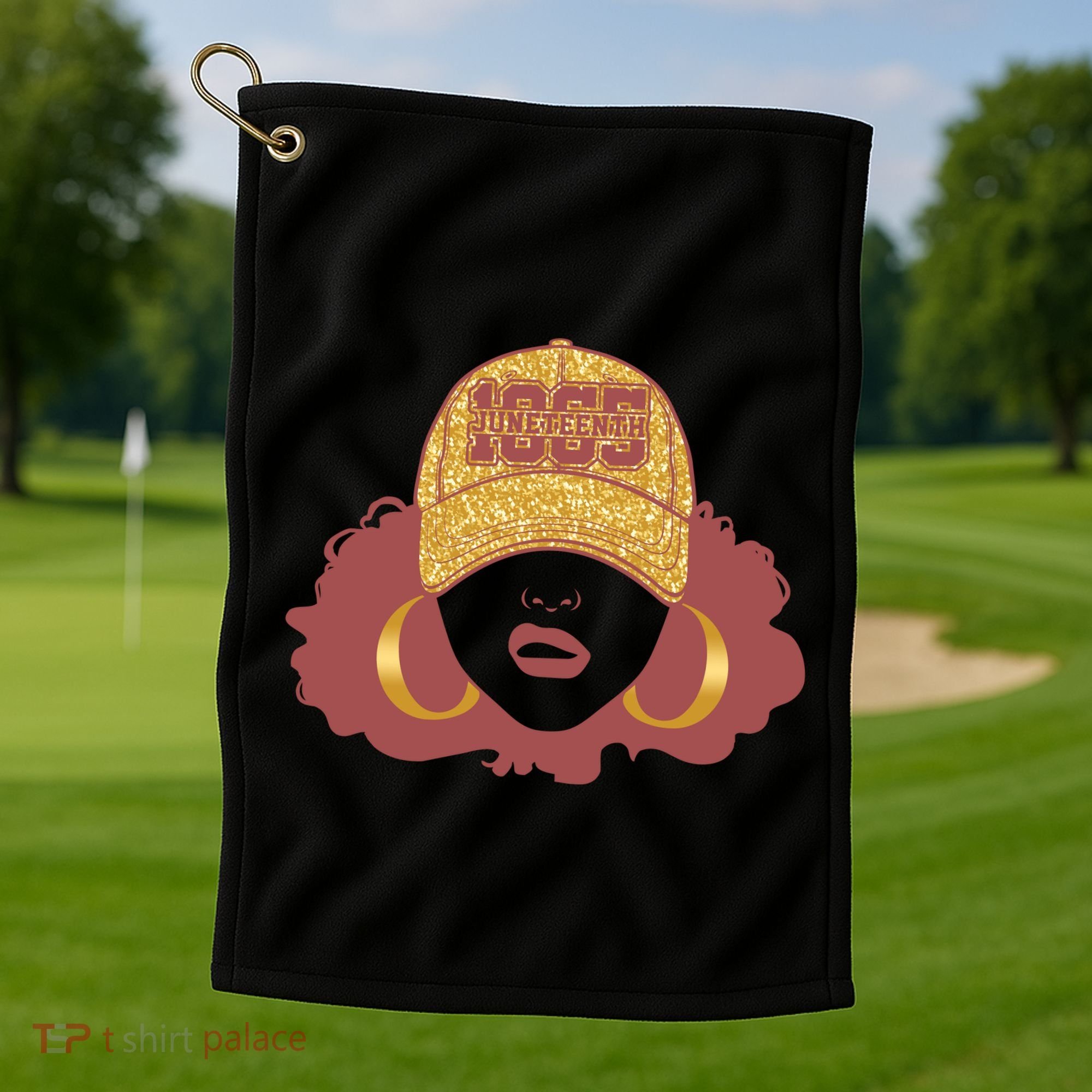Juneteenth 1865 Stylish Black Woman Afro Baseball Cap Golf Towel