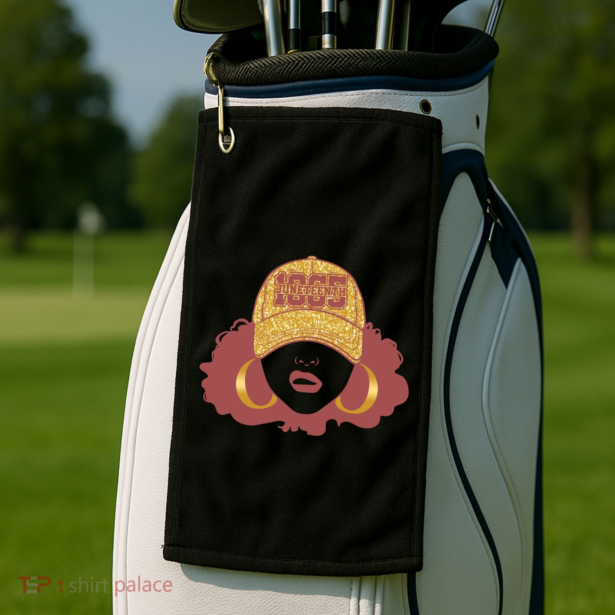 Juneteenth 1865 Stylish Black Woman Afro Baseball Cap Golf Towel