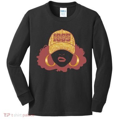 Juneteenth 1865 Stylish Black Woman Afro Baseball Cap Kids Long Sleeve Shirt