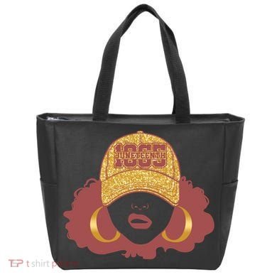 Juneteenth 1865 Stylish Black Woman Afro Baseball Cap Tote Bag