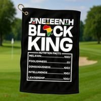 Juneteenth Black King Nutrition Facts Golf Towel thumb 1