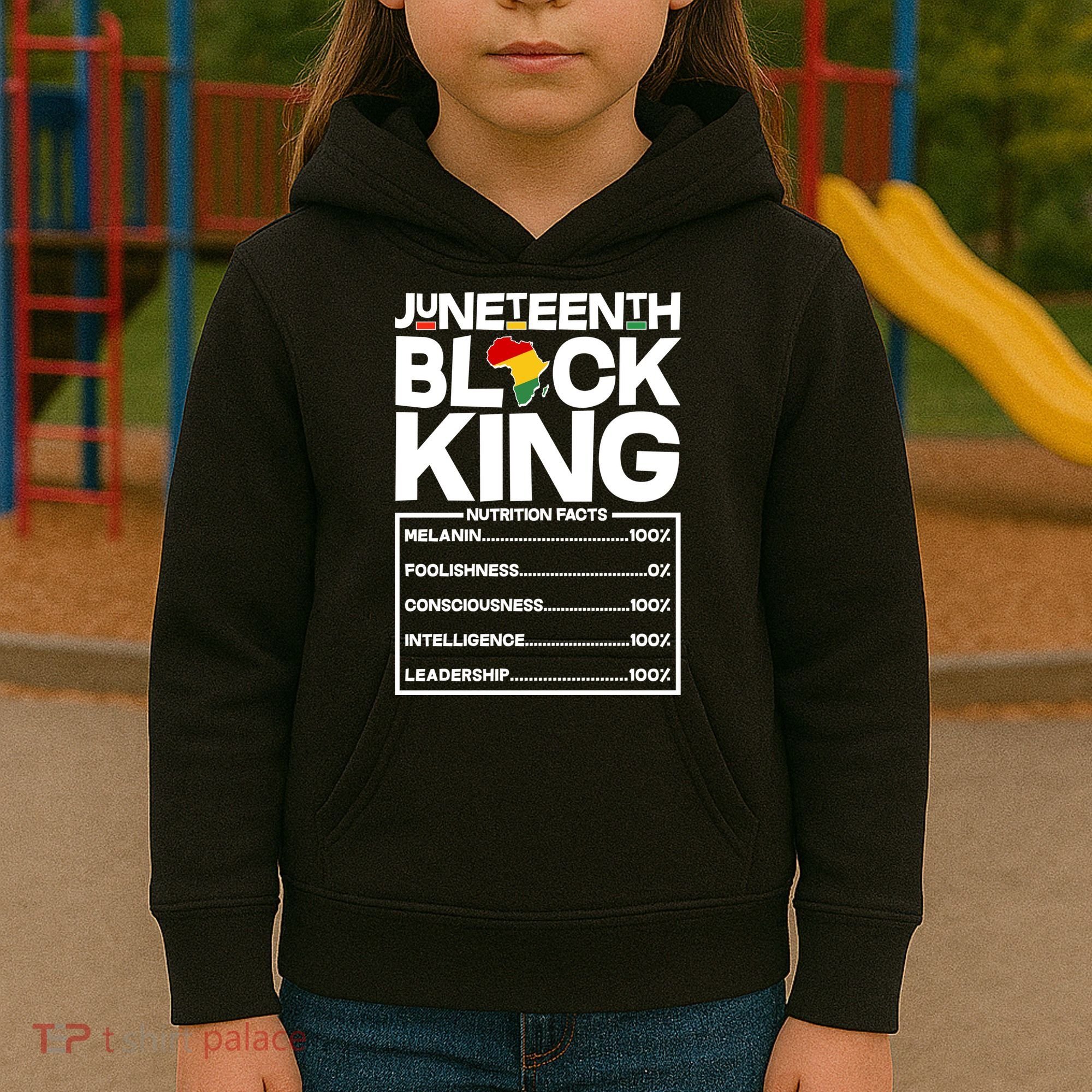 Juneteenth Black King Nutrition Facts Kids Hoodie