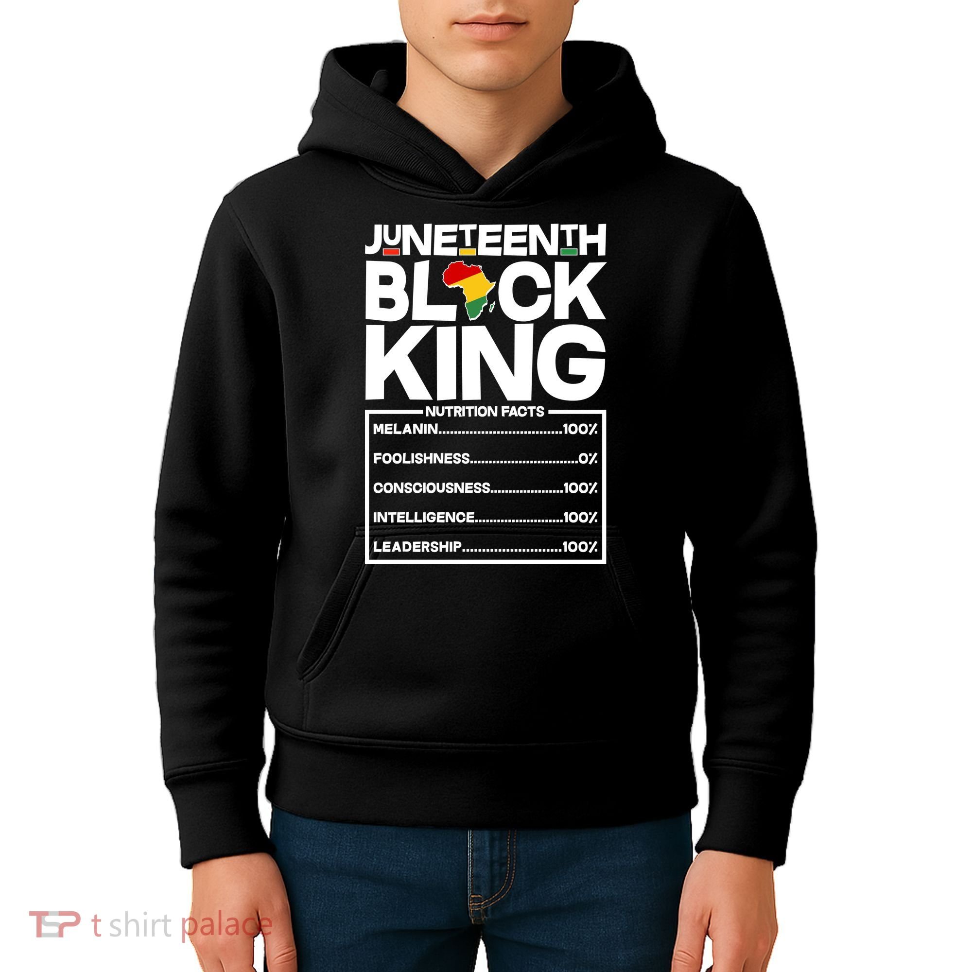 Juneteenth Black King Nutrition Facts Kids Hoodie